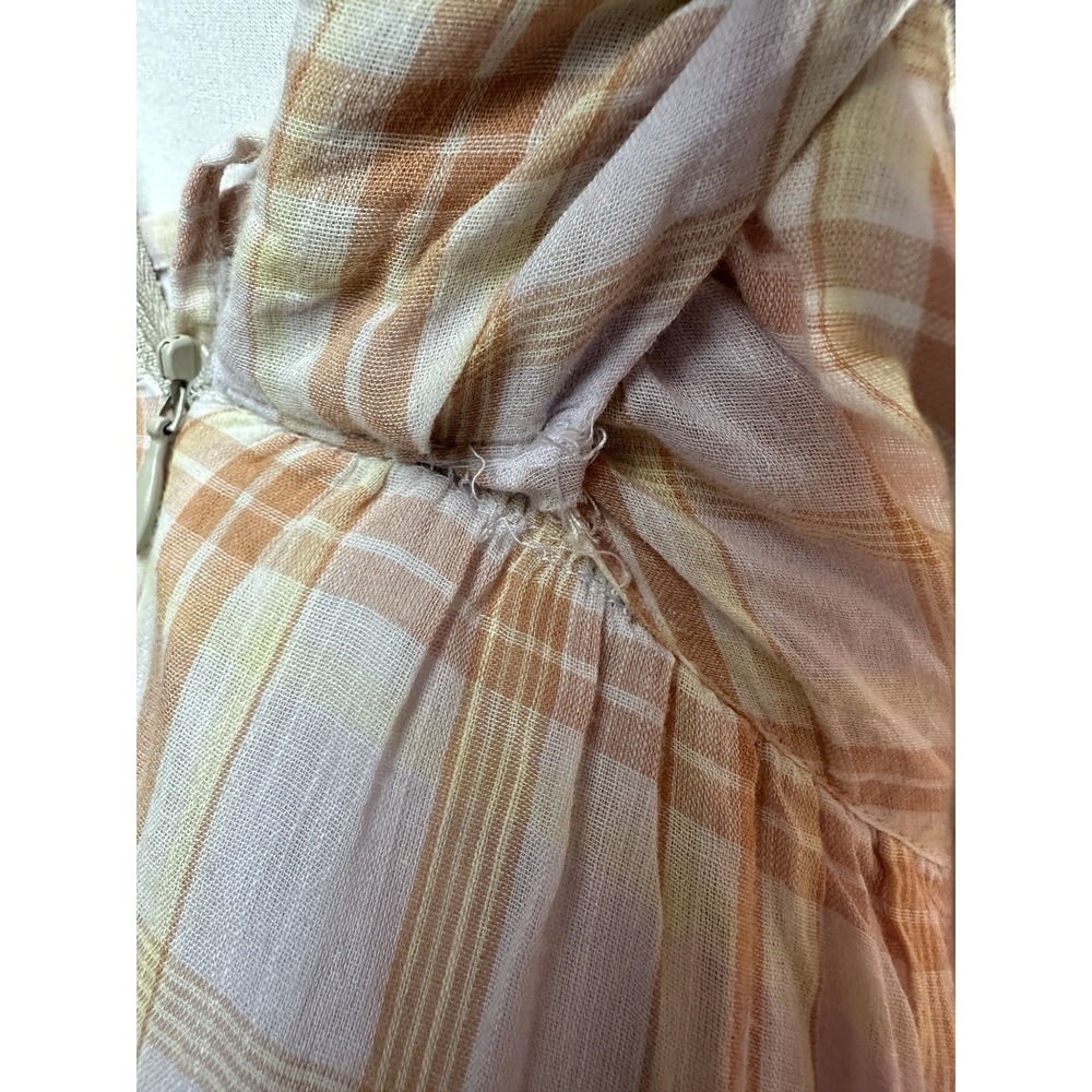 *Flaw Ulla Johnson Noelle Wrap Dress Plaid Midi Fit Flare Criss Cross Tie Size 4 - Picture 15 of 16
